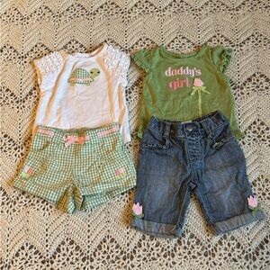 Vintage Gymboree Cute Toddler Outfits with Turtle and Flowers 6-12 months